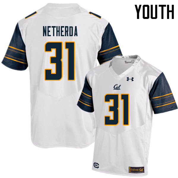 Youth #31 Alex Netherda Cal Bears UA College Football Jerseys Sale-White